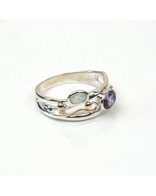 Amethyst Opalite Silver Ring - Kiena-Jewellery