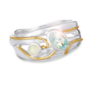 Blue Topaz Pale Opalite Silver Ring