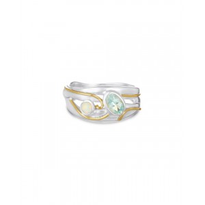 Blue Topaz Pale Opalite Silver Ring Blue Topaz Pale Opalite Silver Ring