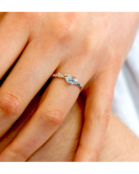 Blue Topaz Silver Ring-RINGS Blue Topaz Silver Ring