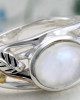 Oval Cabochon Moonstone Silver Ring