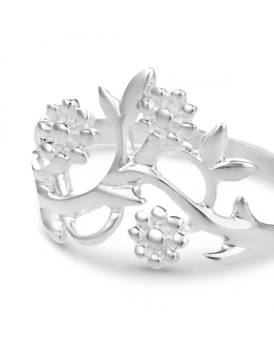 Flowering Branch Silver Ring-RINGS Flowering Branch Silver Ring