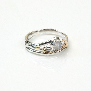 Moonstone Gold Wire Silver Ring