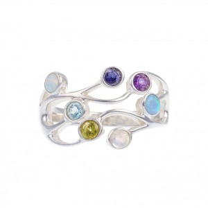 Multi Stone Silver Ring