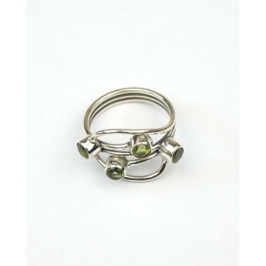 Peridot Four Stone Silver Ring