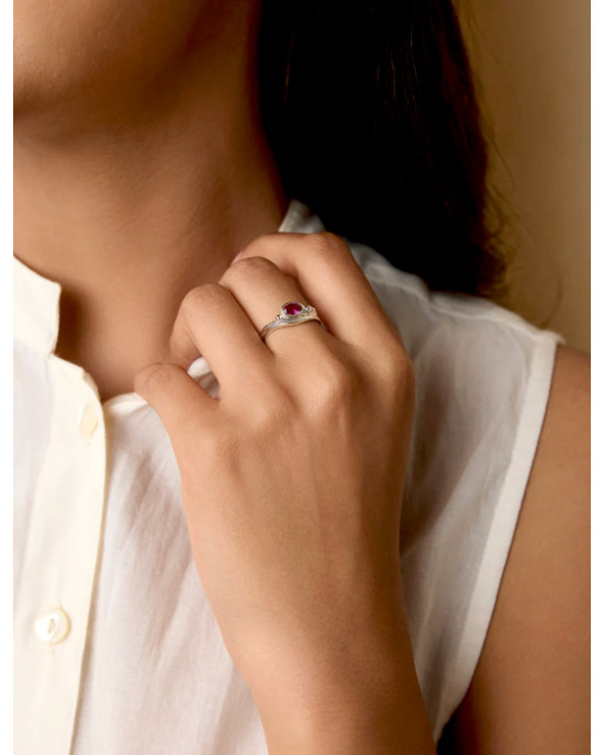 Pink Ruby CZ Silver Ring-RINGS Pink Ruby CZ Silver Ring