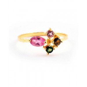 Silver, Gold Vermeil Ring with Tourmalines Silver, Gold Vermeil Ring with Tourmalines