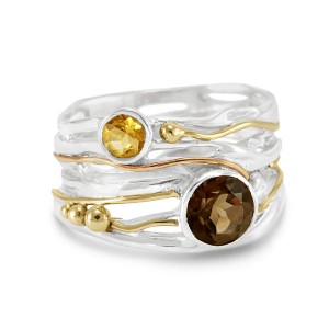 Silver Goldfill Ring with Smoky Quartz Citrine Silver Goldfill Ring with Smoky Quartz Citrine