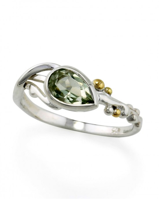Silver & Green Amethyst Ring-RINGS Silver & Green Amethyst Ring