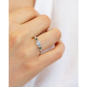 Silver Ring with Blue Topaz & Green Tourmaline Silver Ring with Blue Topaz & Green Tourmaline
