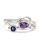 Silver Ring with Faceted Teardrop Purple Amethyst & Iolite