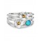 Silver Ring with Opalite and Flowers