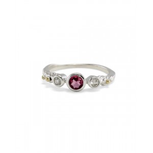Silver Ring with Pink Tourmaline & White Topaz