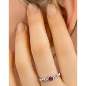 Silver Ring with Pink Tourmaline & White Topaz Silver Ring with Pink Tourmaline & White Topaz