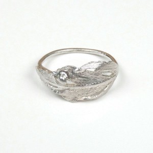 Silver Ring with Feather Design