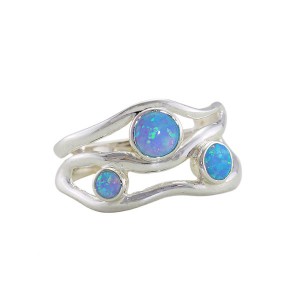 Silver Ring with Three Opalites
