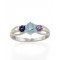 Silver Ring with Blue Topaz & Purple Amethysts 
