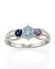 Silver Ring with Blue Topaz & Purple Amethysts-RINGS Silver Ring with Blue Topaz & Purple Amethysts