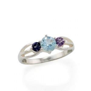 Silver Ring with Blue Topaz & Purple Amethysts Silver Ring with Blue Topaz & Purple Amethysts
