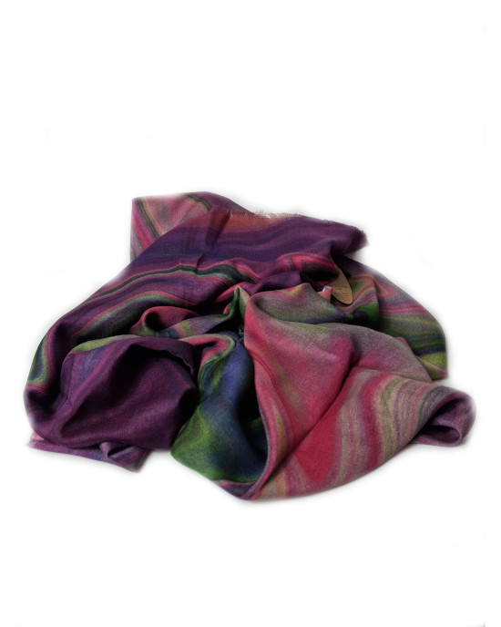 Cashmere Modal Blend Pashmina, Purple, Pink & Green Cashmere Modal Blend Pashmina, Purple, Pink & Green