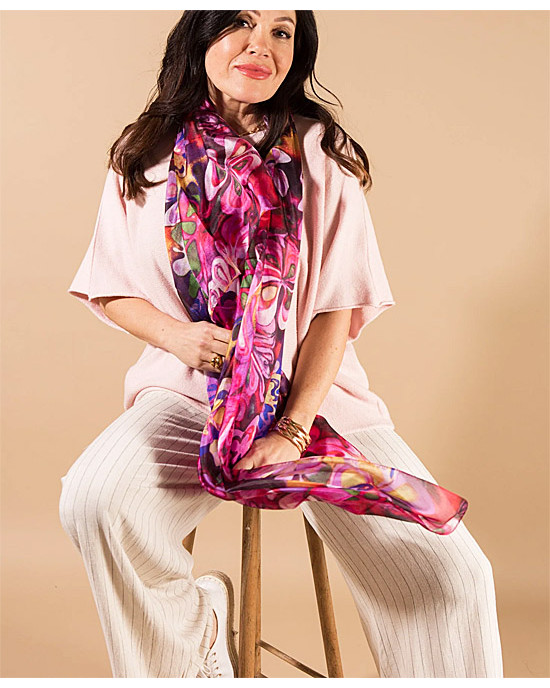 Large Silk Scarf - Hibiscus Pink