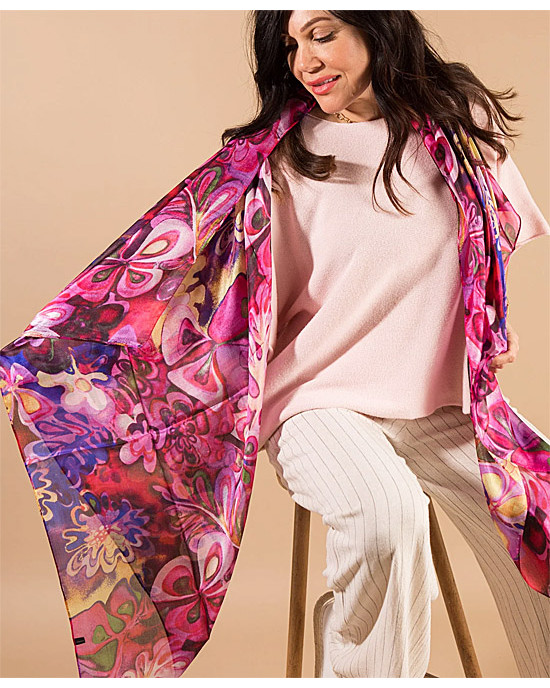 Large Silk Scarf - Hibiscus Pink