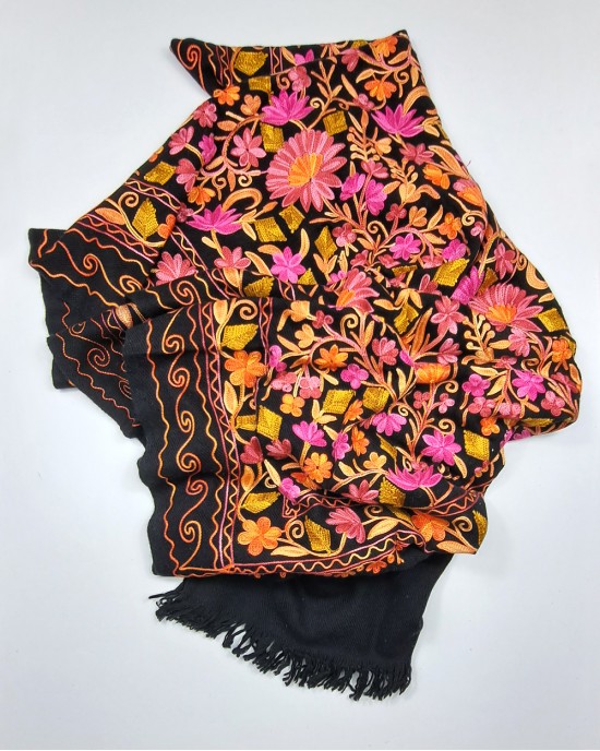 Black Cashmere Embroidered Shawl