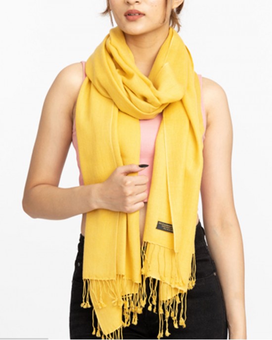 Cashmere Scarf, Yellow-WOOL & CASHMERE SCARVES Cashmere Scarf, Yellow