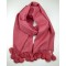 Coral Rose Wool Scarf with Pompoms