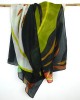 Hand Painted Silk Cotton Scarf Green Black-SCARVES, SHAWLS, PASHMINAS Hand Painted Silk Cotton Scarf Green Black