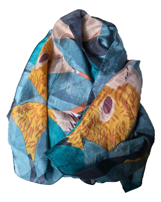 Printed Silk Scarf - Hedgehog Printed Silk Scarf - Hedgehog