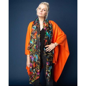 Hummingbird Silk Scarf, Black 