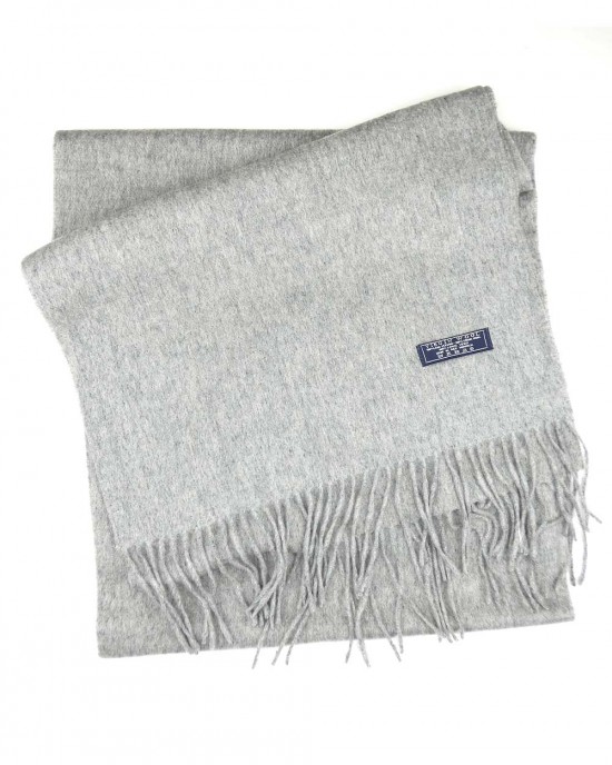 Lambswool Scarf in Light Grey-WOOL & CASHMERE SCARVES Lambswool Scarf in Light Grey