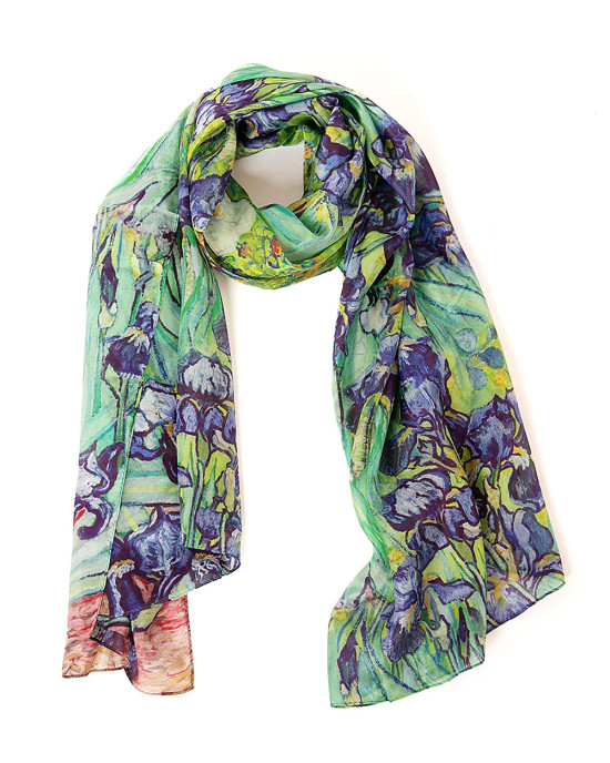 Long Pure Silk Scarf, Vincent Van Gogh Irises Long Pure Silk Scarf, Vincent Van Gogh Irises