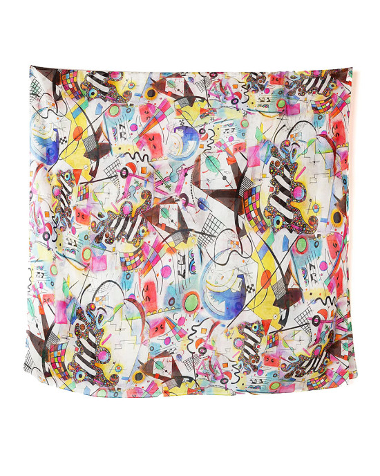Long Pure Silk Scarf, Kandinsky