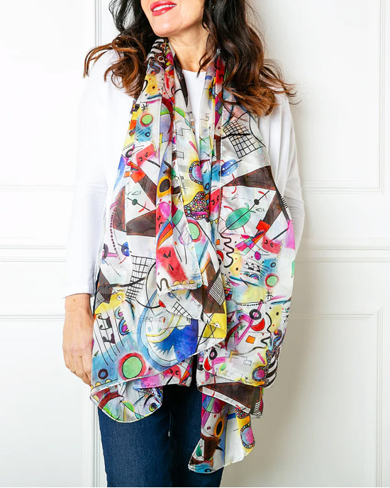 Long Pure Silk Scarf, Kandinsky