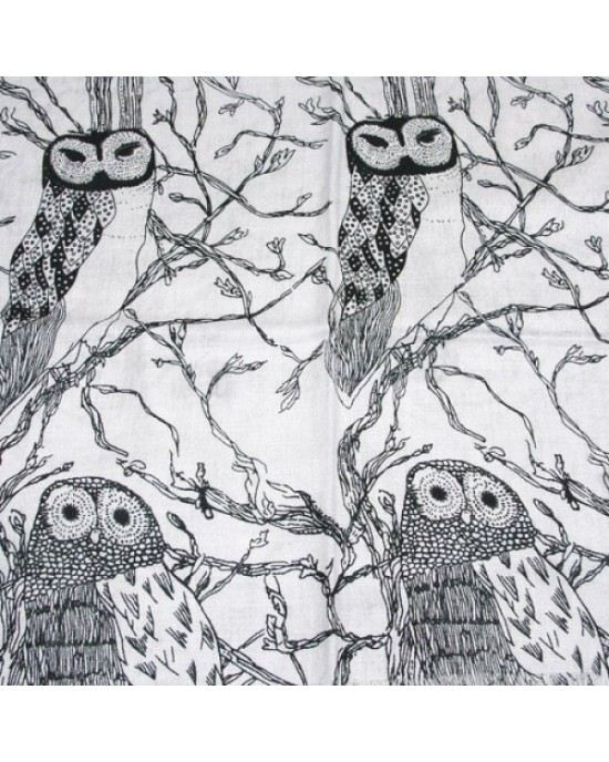 Owl Print Black on Silvery Blue Scarf-SCARVES, SHAWLS, PASHMINAS Owl Print Black on Silvery Blue Scarf