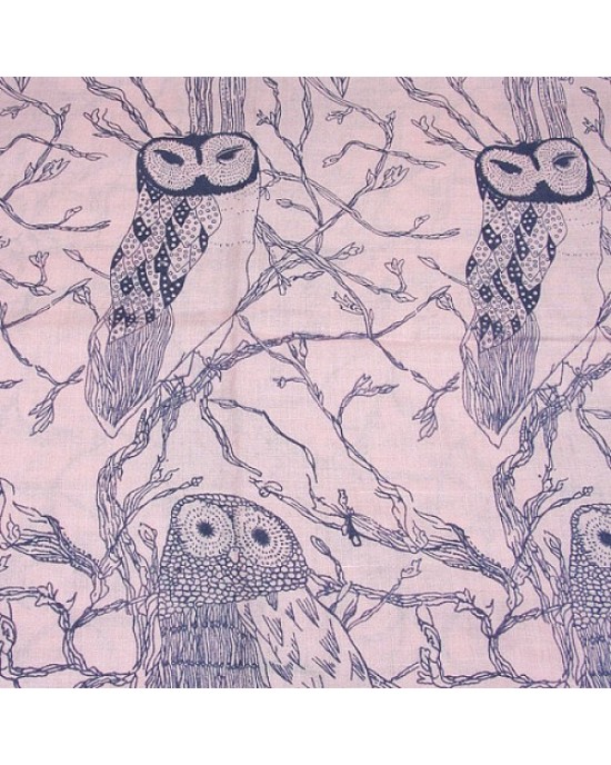 Owl Print Blue on Pink Scarf