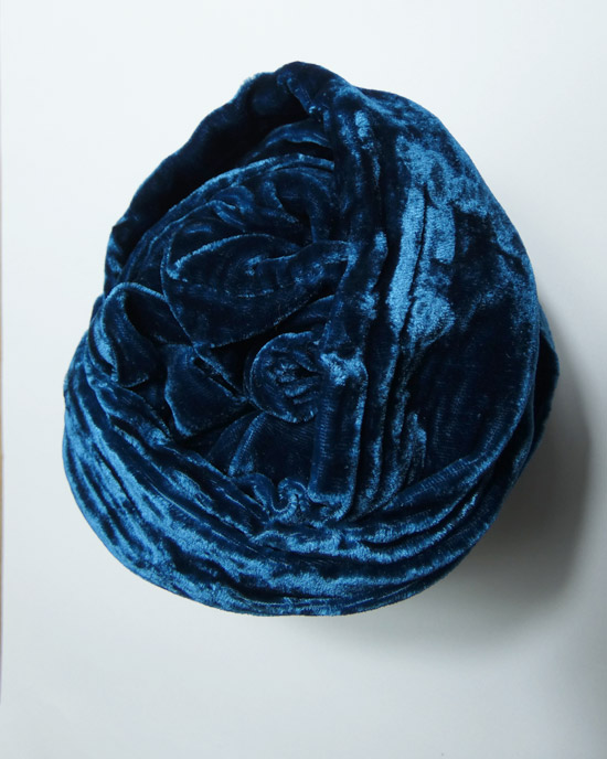 Silk Velvet Scarf in Indigo