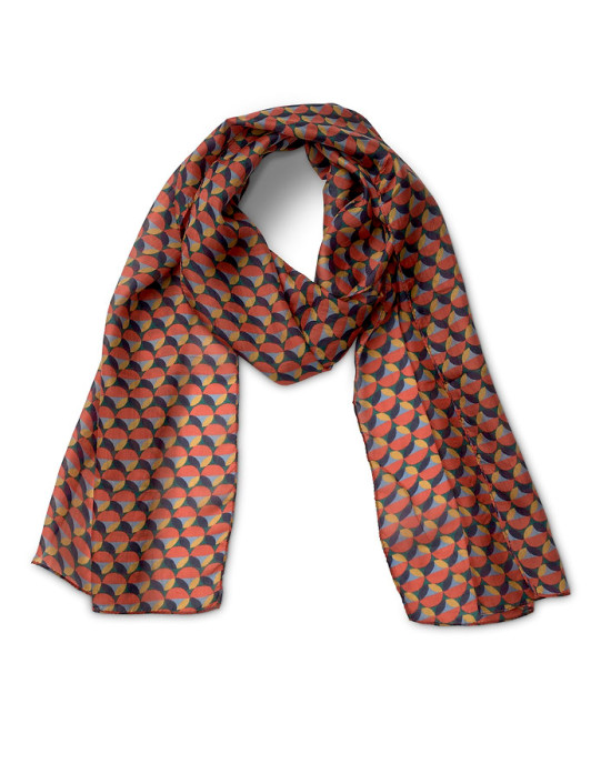 Printed Silk Scarf, Faye Terracotta