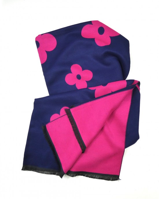 Magenta & Blue Flower Shawl-SCARVES, SHAWLS, PASHMINAS Magenta & Blue Flower Shawl