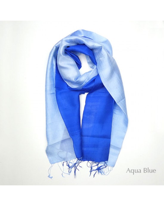 Silk Scarf - Aqua-Blue-SCARVES, SHAWLS, PASHMINAS Silk Scarf - Aqua-Blue