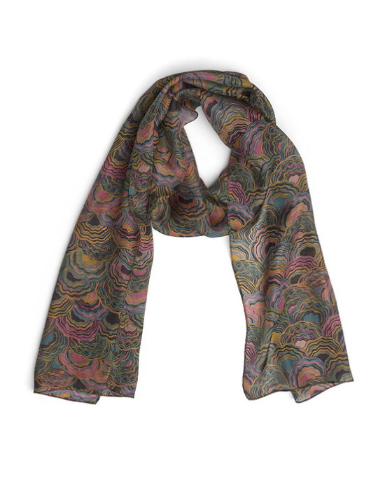 Printed Silk Scarf Crystal Green