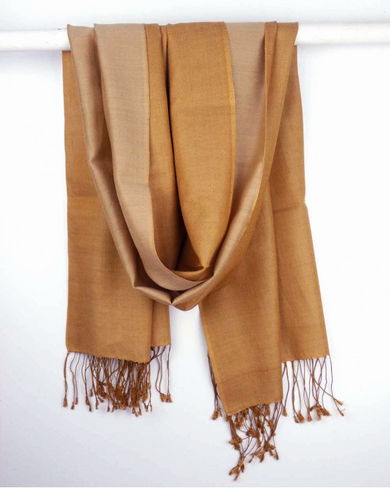 Silk Scarf, Gold, Cinnamon-SCARVES, SHAWLS, PASHMINAS Silk Scarf, Gold, Cinnamon