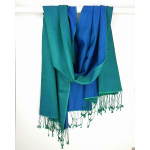 Silk Scarf, Green Turquoise, Reversible Silk Scarf, Green Turquoise, Reversible