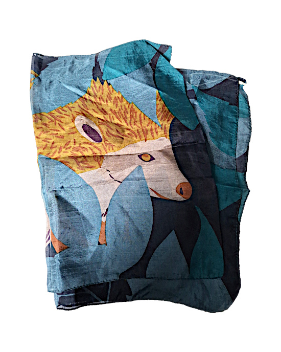 Printed Silk Scarf - Hedgehog Printed Silk Scarf - Hedgehog