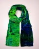 Multi Coloured Silk Velvet Scarf, Water-SCARVES, SHAWLS, PASHMINAS Multi Coloured Silk Velvet Scarf, Water