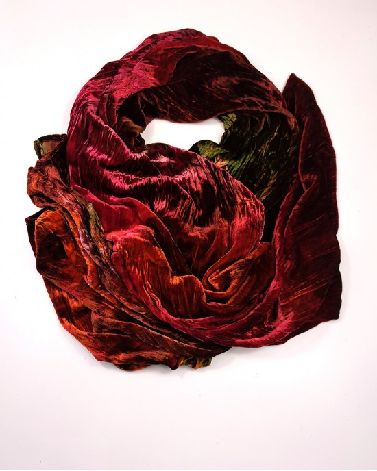 Multi Coloured Silk Velvet Shawl, Earth SCARVES, SHAWLS,