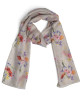 Printed Silk Scarf Posey Silver
