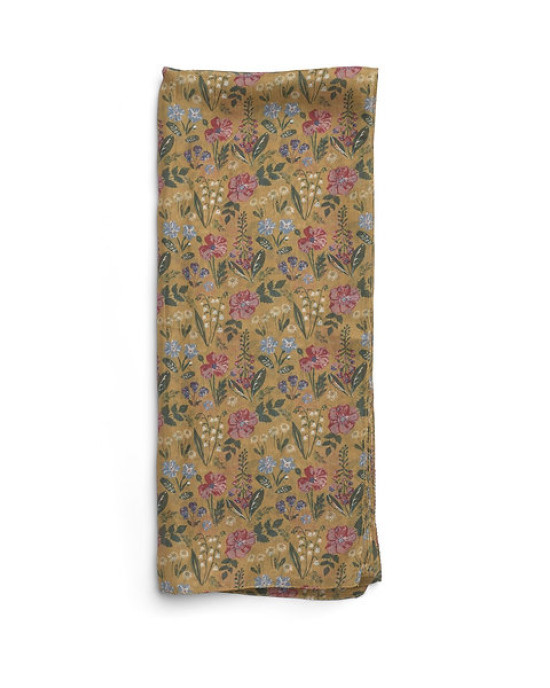 Printed Silk Scarf Regina Mustard Printed Silk Scarf Regina Mustard